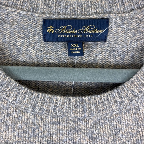 NWT Brooks Brothers Gray Heathered Doft Wool Crew Neck “Ski” Sweater Size XXL - Picture 5 of 15